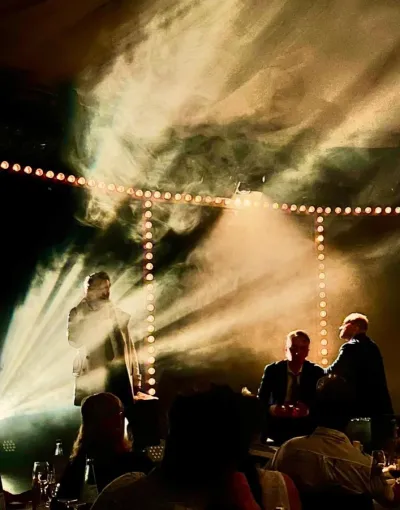 Stage lights through smoke